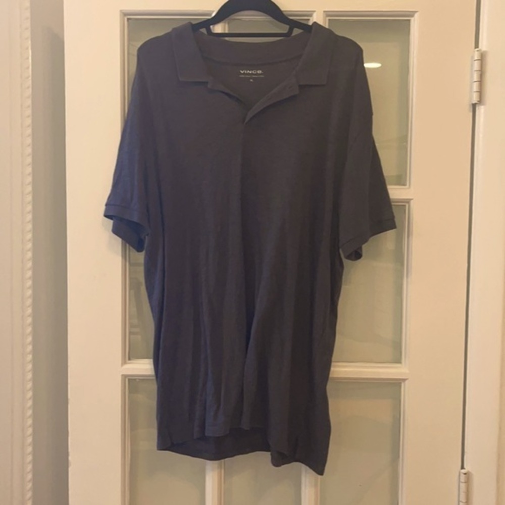 Vince mens charcoal heathered grey polo